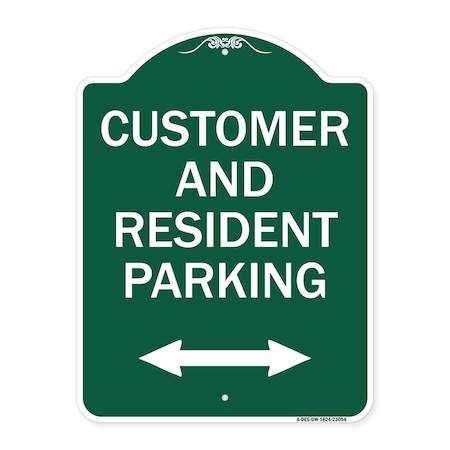 Signmission Reserved Parking Customer and Visitor Parking Bidirectional Arrow, Green & White, GW-1824-23054 A-DES-GW-1824-23054
